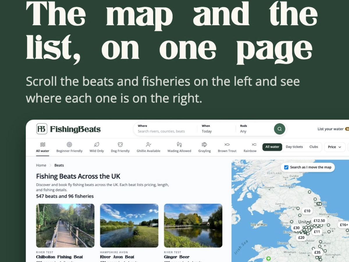 You can now search FishingBeats on a map, with the price of each water on its pin.

The list and the