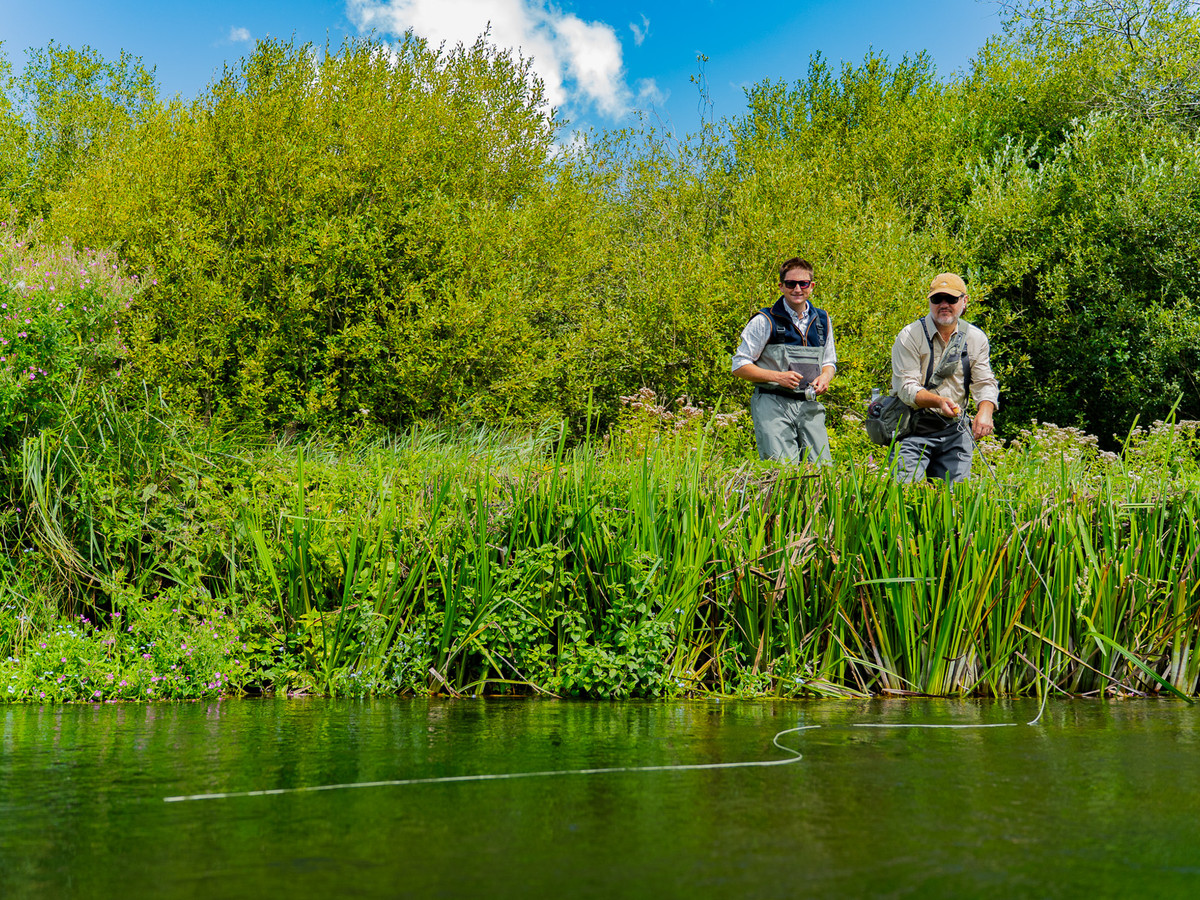 Picture of two people fishing the Lamb Stream on the river Kennet